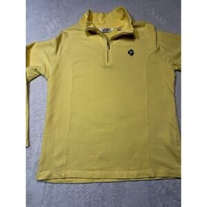 Lady Irish Yellow 1/4 Zip Pullover Vintage Macau SZ L Preppy Casual Classic NCAA